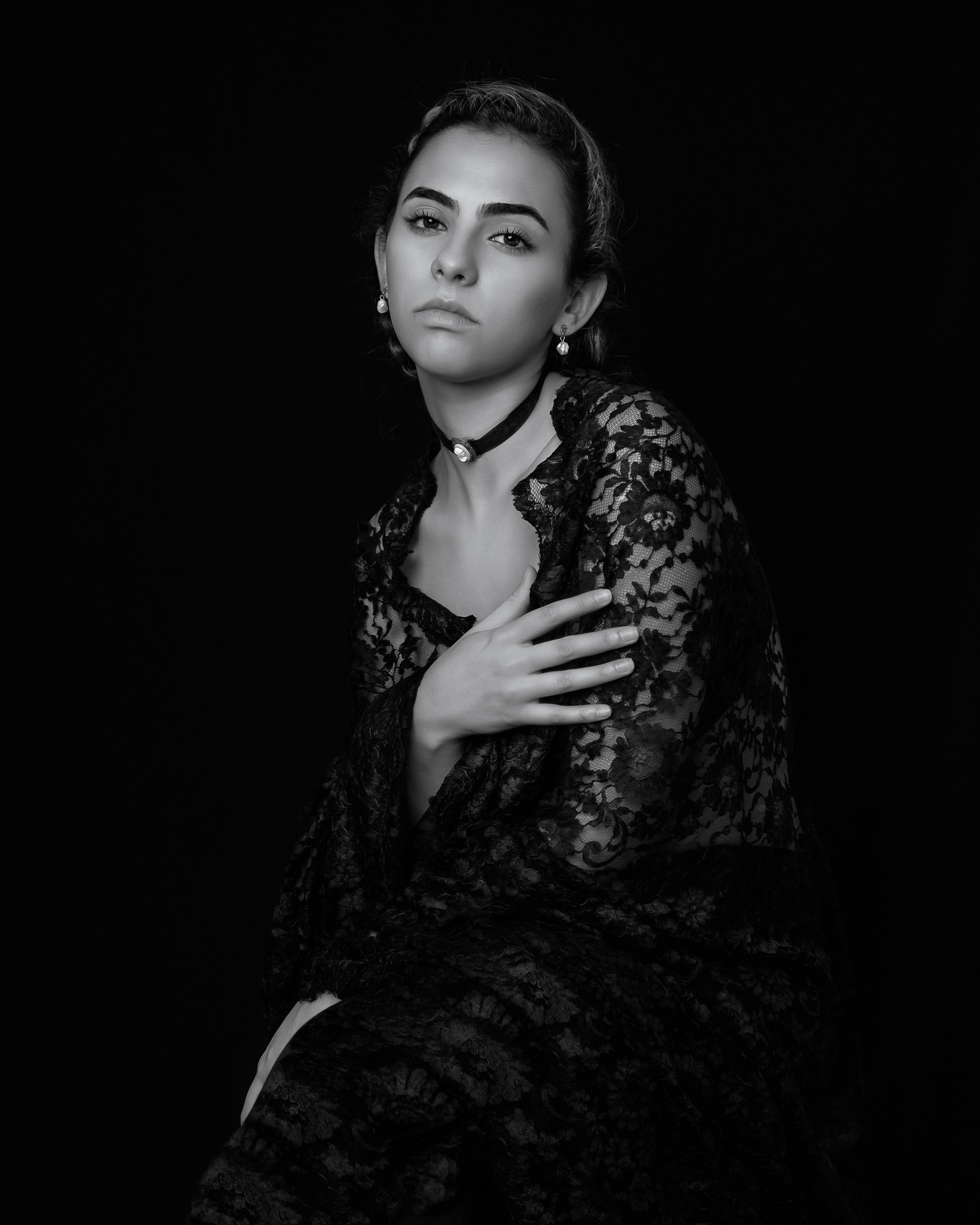 Retrato femenino en blanco y negro
